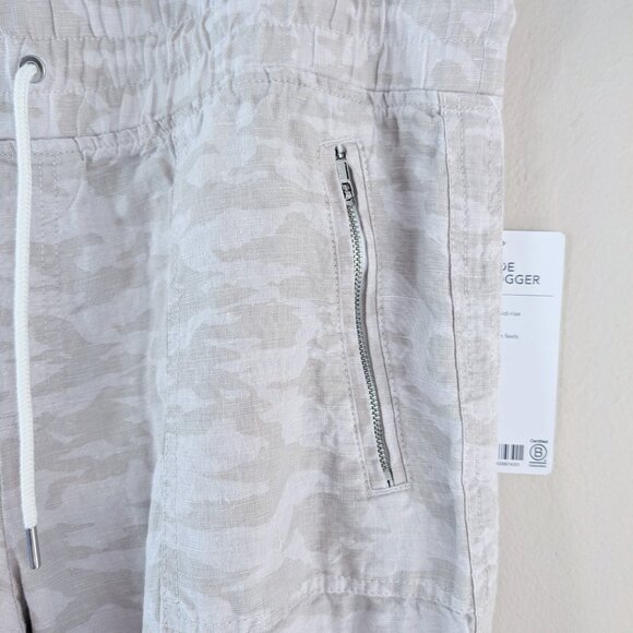 NWT Athleta Light Camo Cabo Tide Linen Jogger Pants Sz 16 Zip Pockets Activewear - Picture 6 of 11